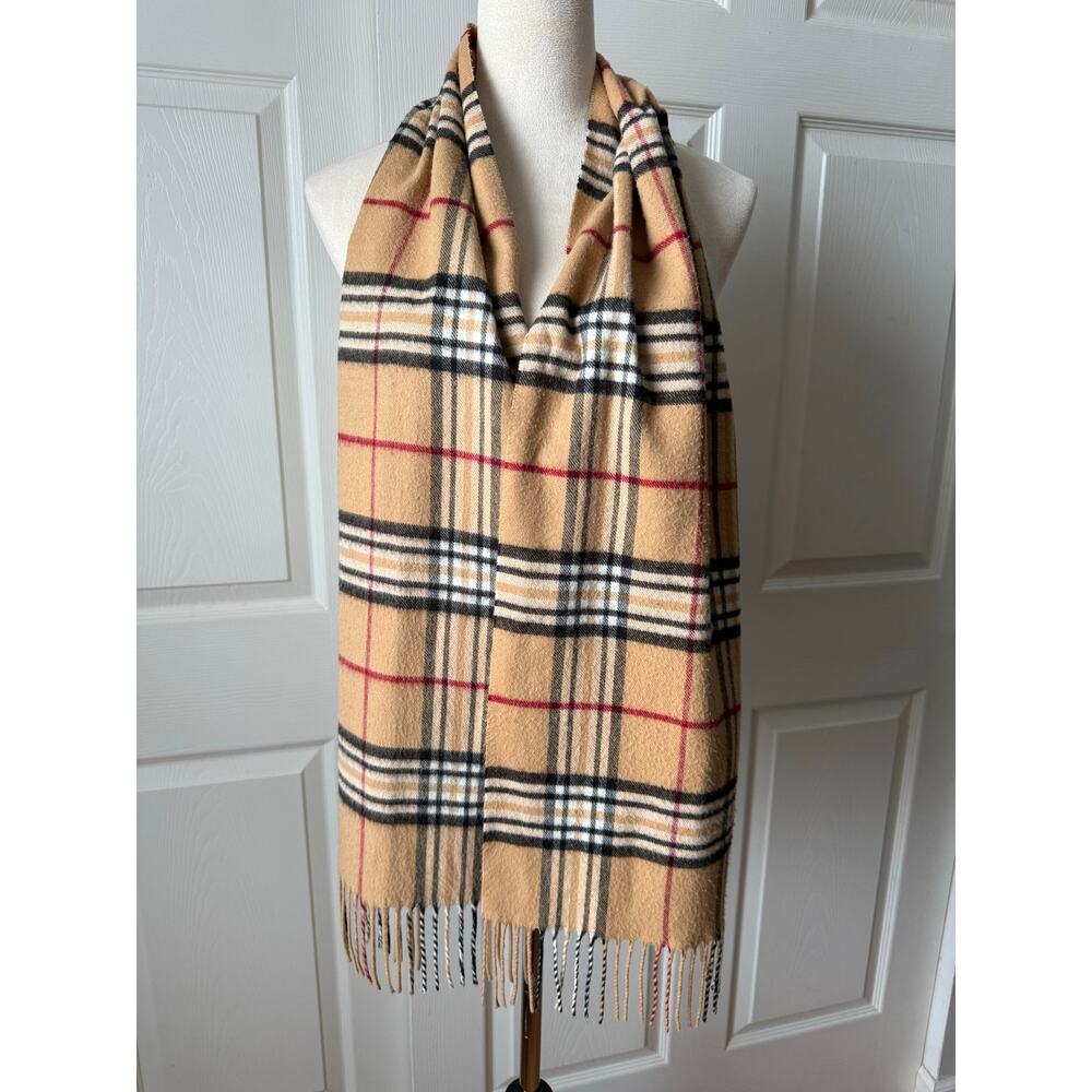 V. Fraas Cashmink‎ Tan Red Black Plaid Scarf | Made in Germany